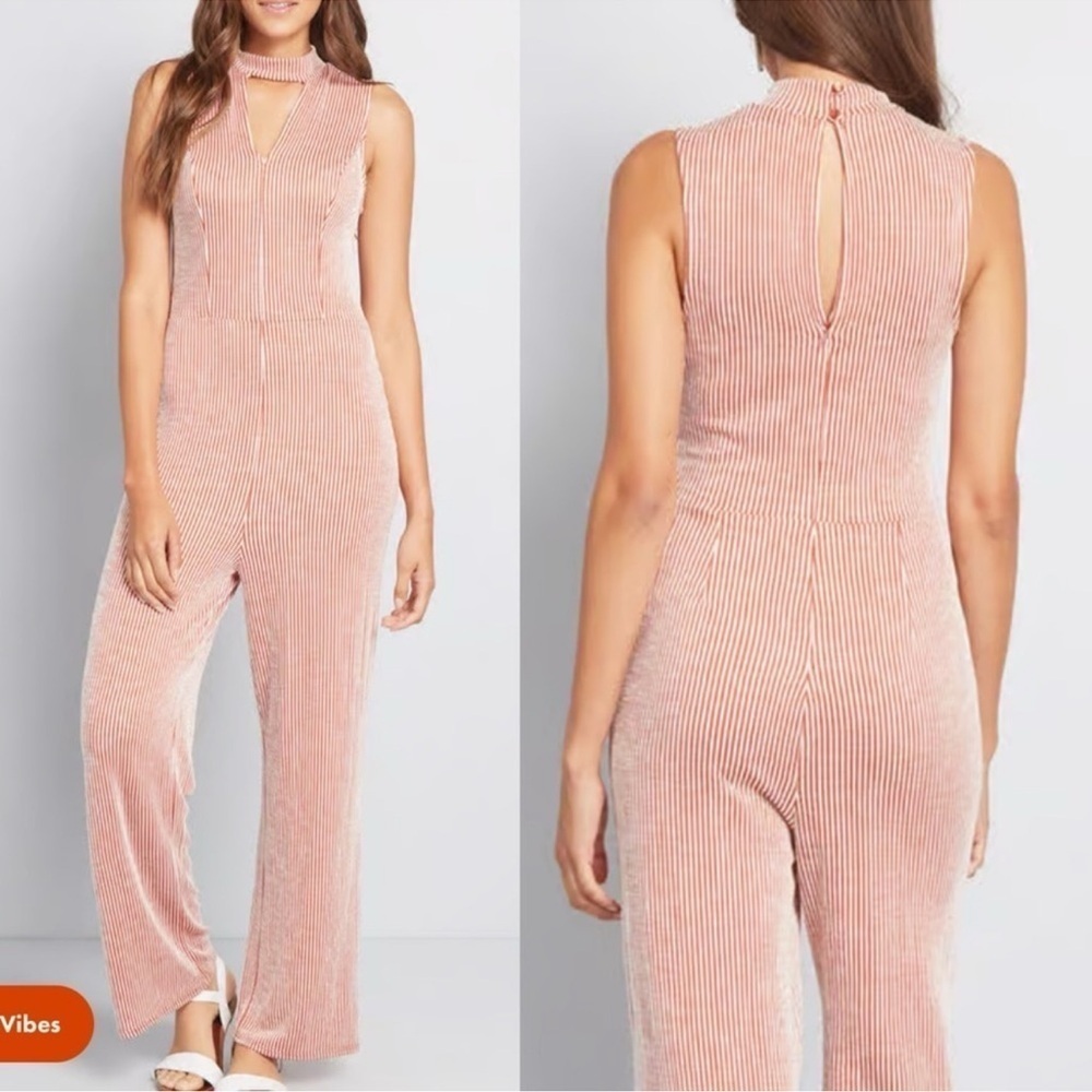 New ModCloth For the Bliss of It Jumpsuit Orange Rust Stripes